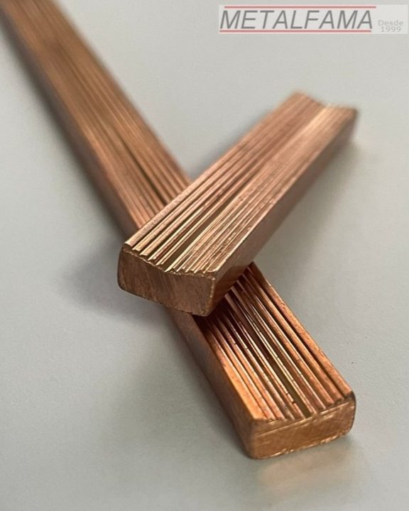 Perfil de cobre trefilado, formato e dimensões conforme especificação do cliente!