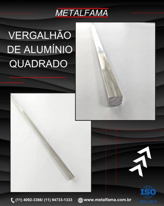 Na Metalfama, transformamos metais em soluções. Vergalhões de alumínio quadrados, com acabamento, qualidade e resistênci