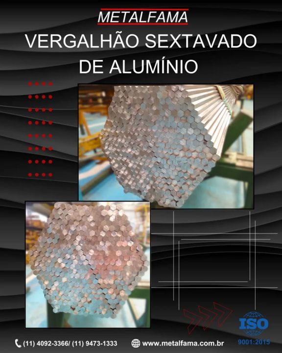 Vergalhão sextavado de alumínio trefilado. Alta resistência, leveza e durabilidade. Ideal para aplicações industriais, c