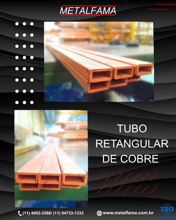 O tubo de cobre retangular trefilado é ideal para aplicações que exigem precisão, condutividade e acabamento refinado. A