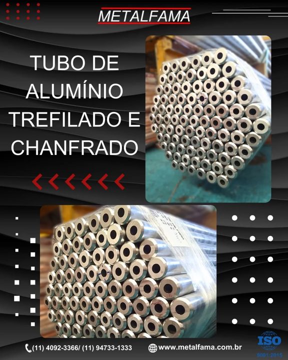 Na Metalfama fabricamos tubos de alumínio trefilados e chanfrados com alta precisão dimensional, melhor acabamento super