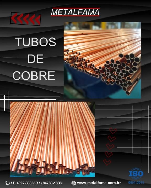 Tubos de cobre trefilados, em medidas fora de padrão de mercado, atendendo às necessidades exclusivas de cada cliente. G