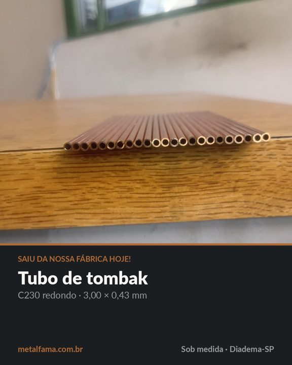 Tubo de tombak C230 redondo · 3,00 × 0,43 mm