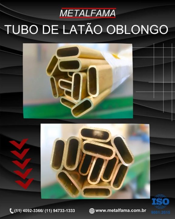 Perfil oblongo de latão trefilado, conforme projeto/desenvolvimento.