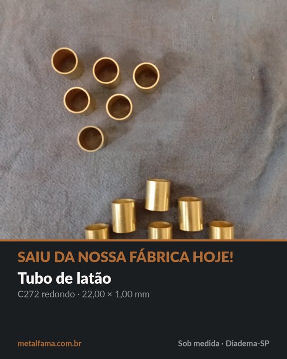 Também cortamos em peças! Saiu da nossa fábrica hoje! Tubo de latão C272 redondo, 22,00 × 1,00 mm, trefilado aqui em Dia